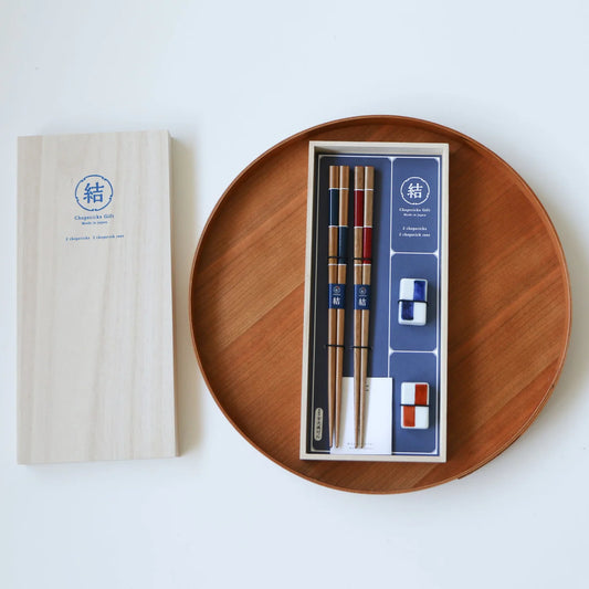 Ichimatsu Bikoto Chopstick Set with Rest - Made in Japan