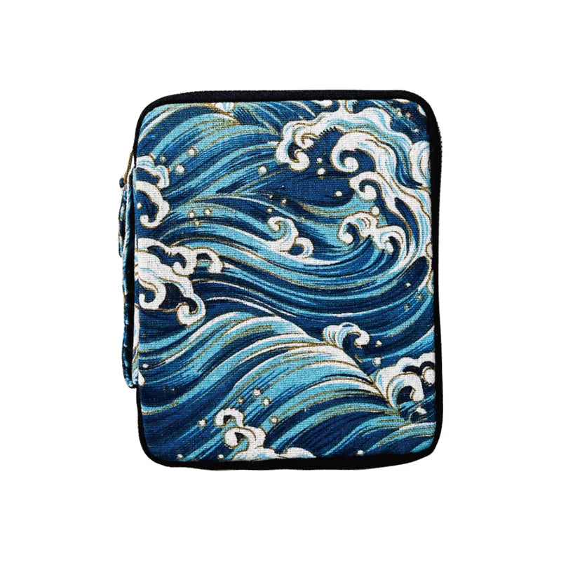 Kyoku Haku Wave Pattern Zippered 10 Pen Case