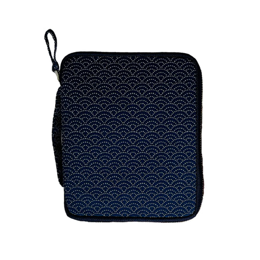 Kyoku Haku Seigaiha Deep Blue Zippered Pen Case [10 Slots]