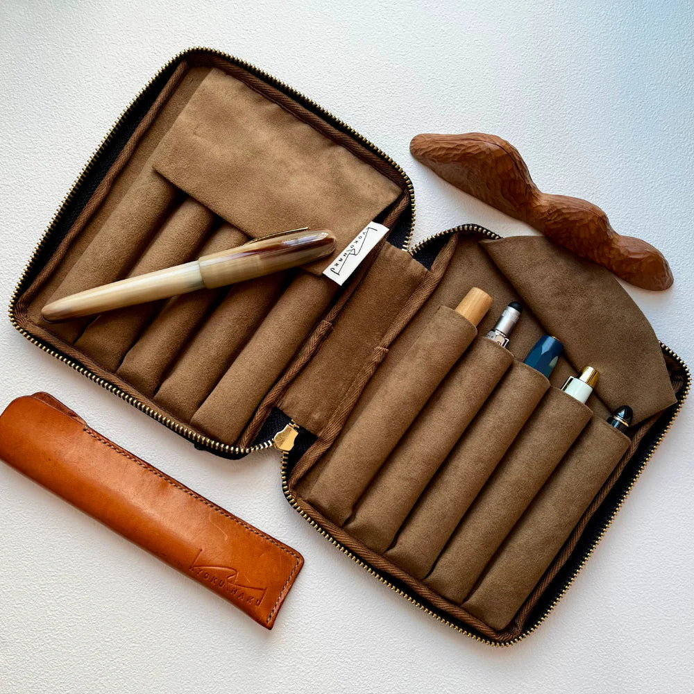 Kyoku Haku Vegetable Tanned Leather Pen Case [10 Slot]