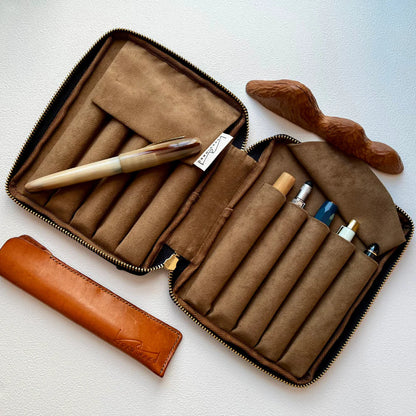 Kyoku Haku Vegetable Tanned Leather Pen Case [10 Slot]