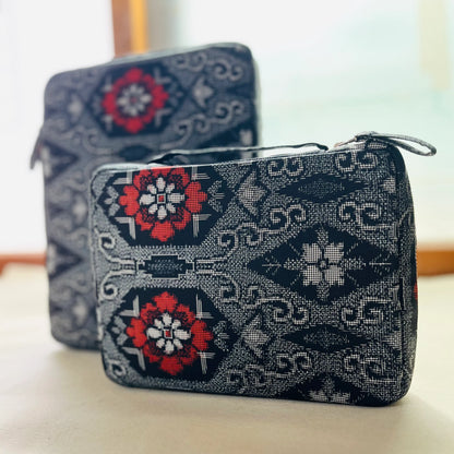 Kyoku Haku Kimono Fabric Pen Case Khaki [5 Slots / 9 Slots]