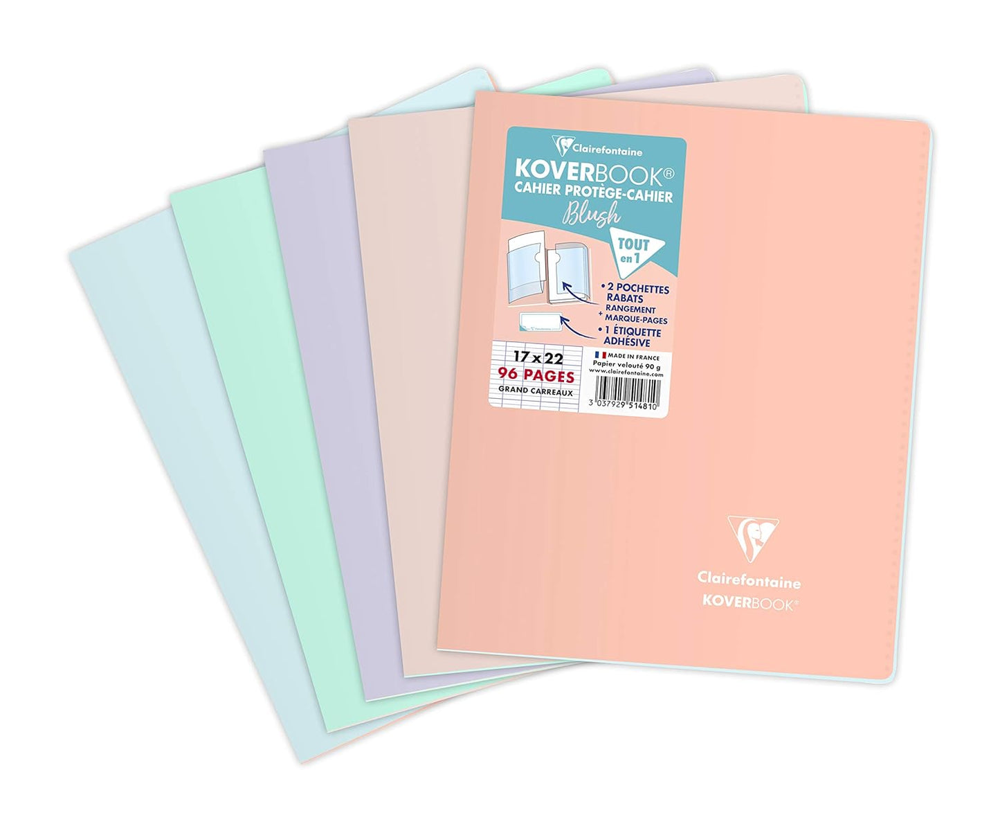 Clairefontaine Koverbook (A5) Blush Stapled Notebook (17 x 22)