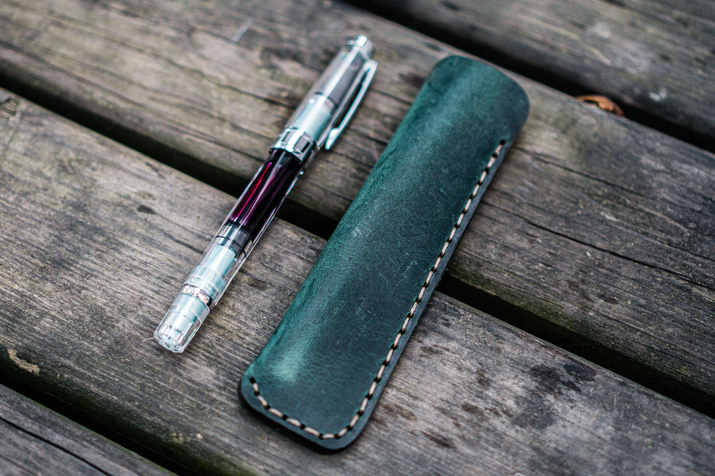 Galen Leather - Leather Single Fountain Pen Case / Pen Pouch