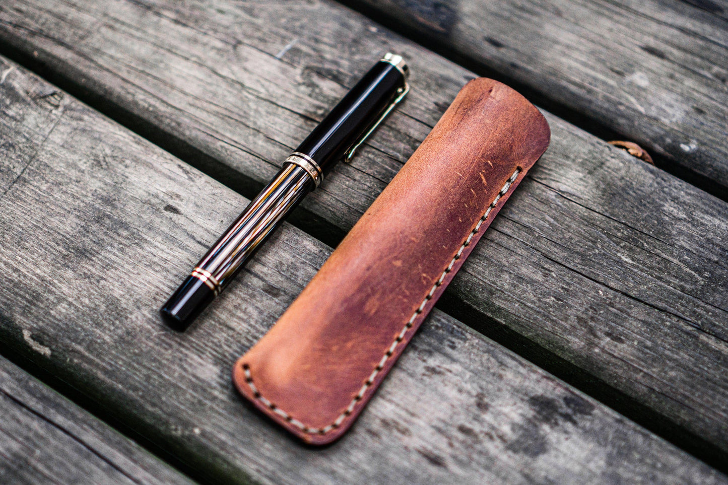 Galen Leather - Leather Single Fountain Pen Case / Pen Pouch