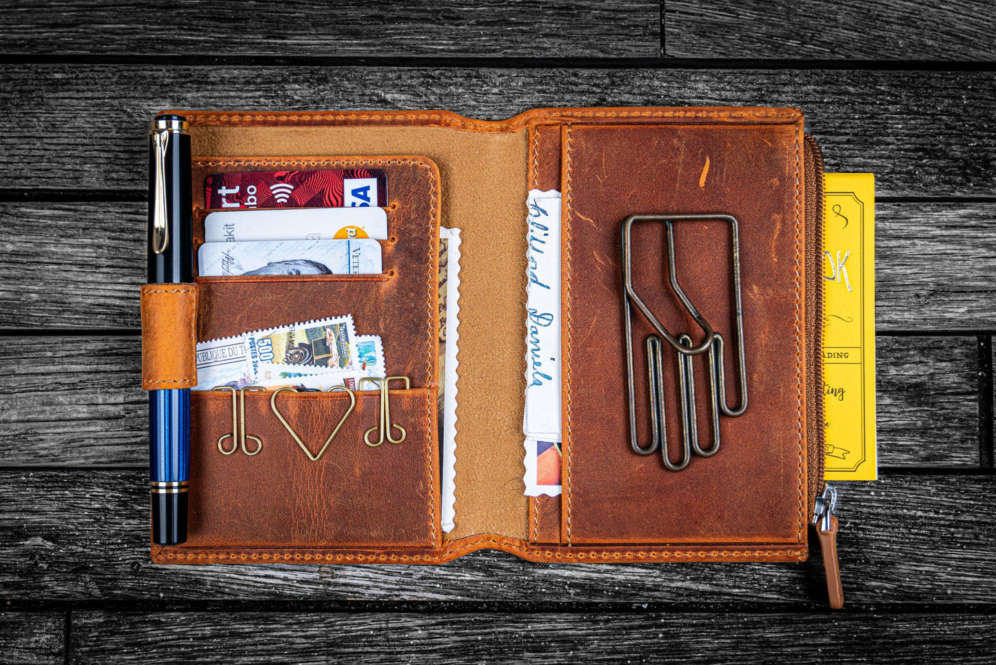 Galen Leather - Leather Wallet Insert for Traveler's Notebook - Passport Size