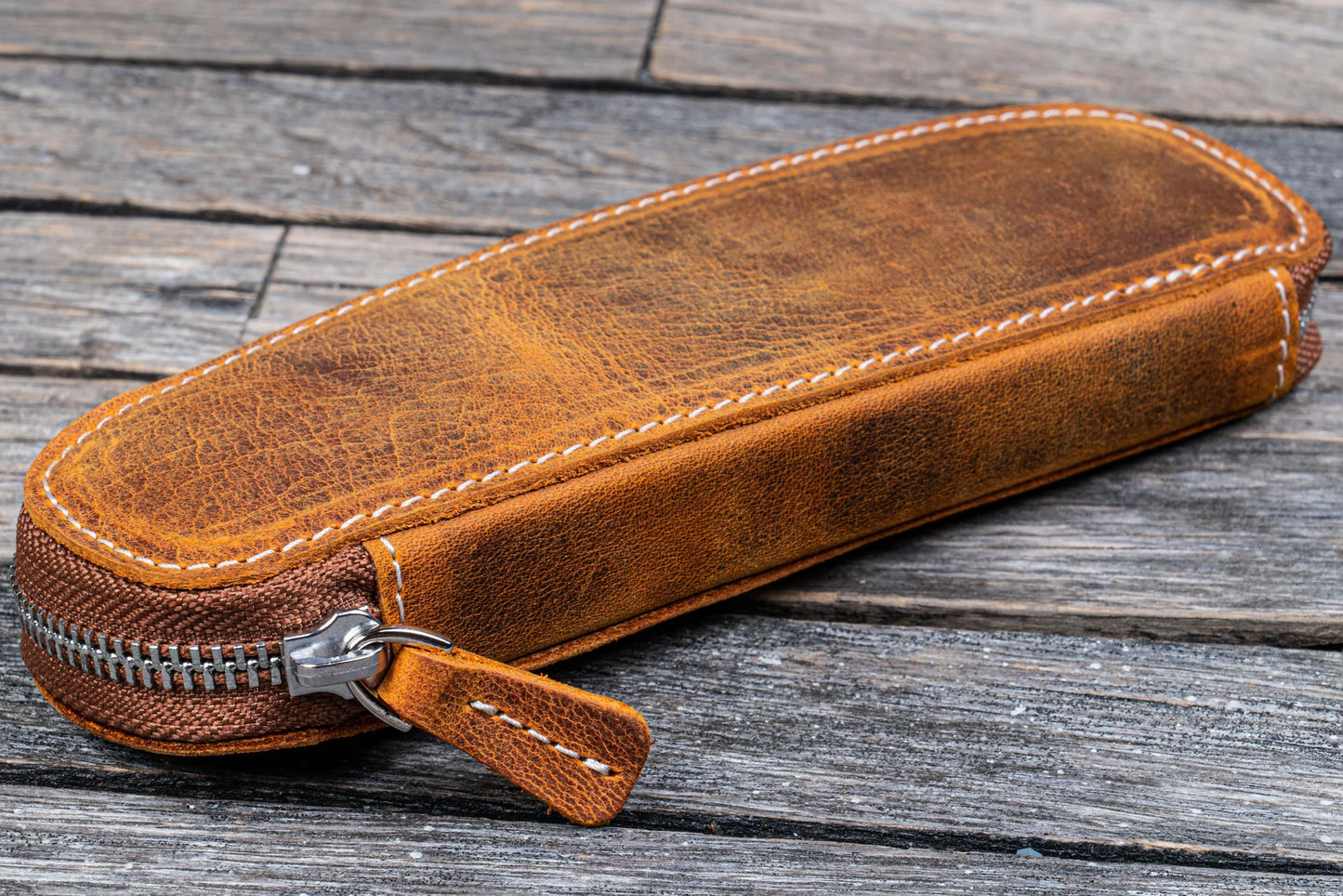 Galen Leather - Leather Zippered Duo Slim Pen Case for 2 Pens