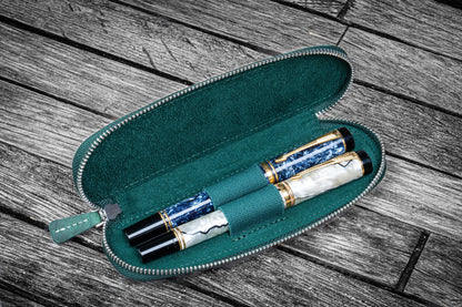 Galen Leather - Leather Zippered Duo Slim Pen Case for 2 Pens