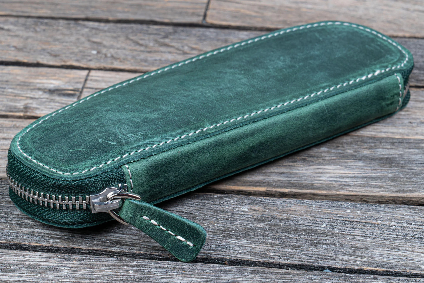 Galen Leather - Leather Zippered Duo Slim Pen Case for 2 Pens