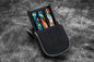 Galen Leather - Leather Zippered Magnum Opus 3 Slots Hard Pen Case with Removable Pen Tray