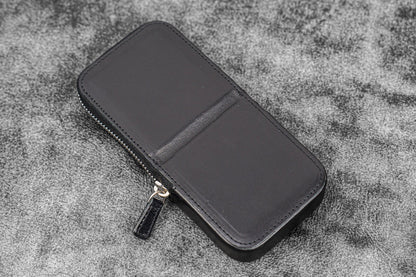 Galen Leather - Leather Zippered Magnum Opus 3 Slots Hard Pen Case with Removable Pen Tray