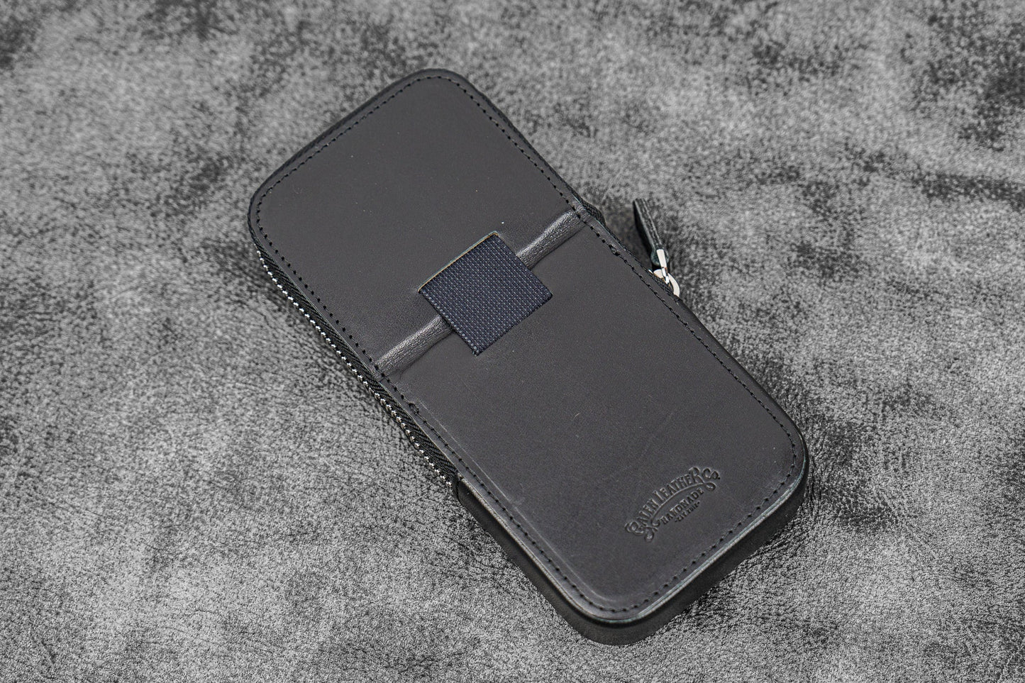 Galen Leather - Leather Zippered Magnum Opus 3 Slots Hard Pen Case with Removable Pen Tray