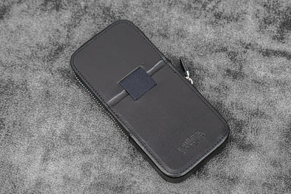 Galen Leather - Leather Zippered Magnum Opus 3 Slots Hard Pen Case with Removable Pen Tray