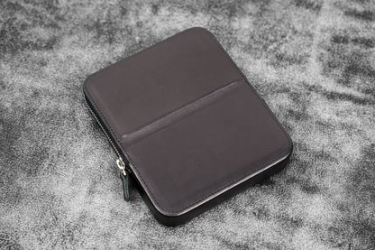 Galen Leather - Leather Zippered Magnum Opus 6 Slots Hard Pen Case with Removable Pen Tray
