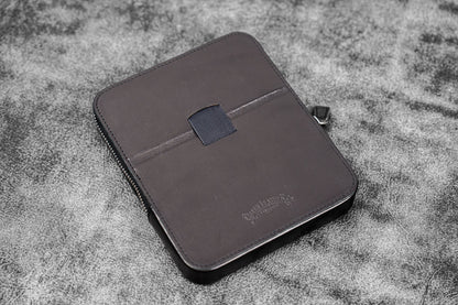 Galen Leather - Leather Zippered Magnum Opus 6 Slots Hard Pen Case with Removable Pen Tray