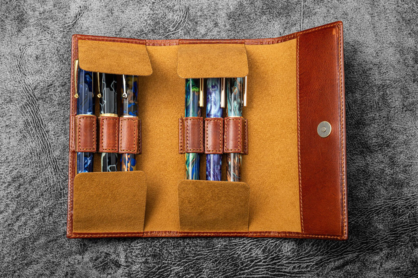 Galen Leather - The Writer’s Pen Wrap - 6 Slots Pen Case