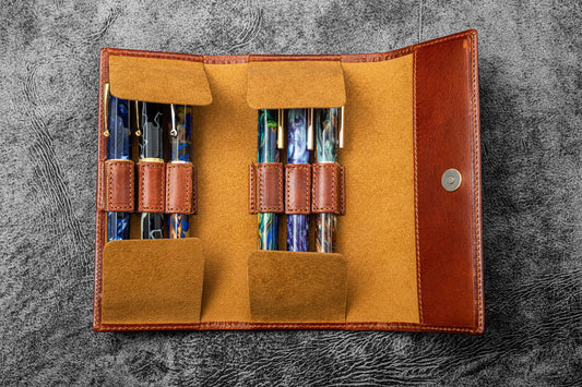 Galen Leather - The Writer’s Pen Wrap - 6 Slots Pen Case