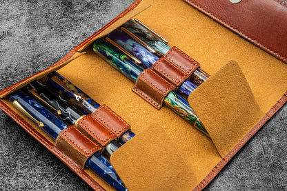 Galen Leather - The Writer’s Pen Wrap - 6 Slots Pen Case