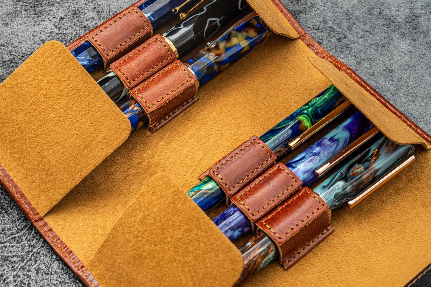 Galen Leather - The Writer’s Pen Wrap - 6 Slots Pen Case