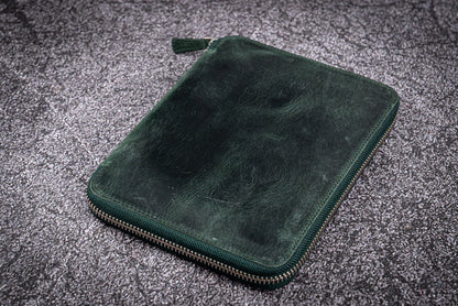 Galen Leather - Leather Zippered 10 Slots Pen Case with A5 Notebook Holder
