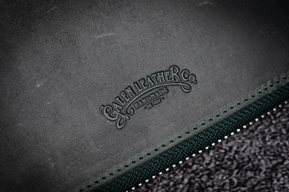 Galen Leather - Leather Zippered 10 Slots Pen Case with A5 Notebook Holder