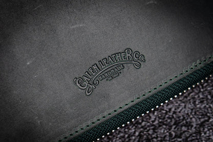 Galen Leather - Leather Zippered 10 Slots Pen Case with A5 Notebook Holder