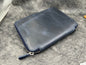 Galen Leather - Leather Zippered 10 Slots Pen Case with A5 Notebook Holder
