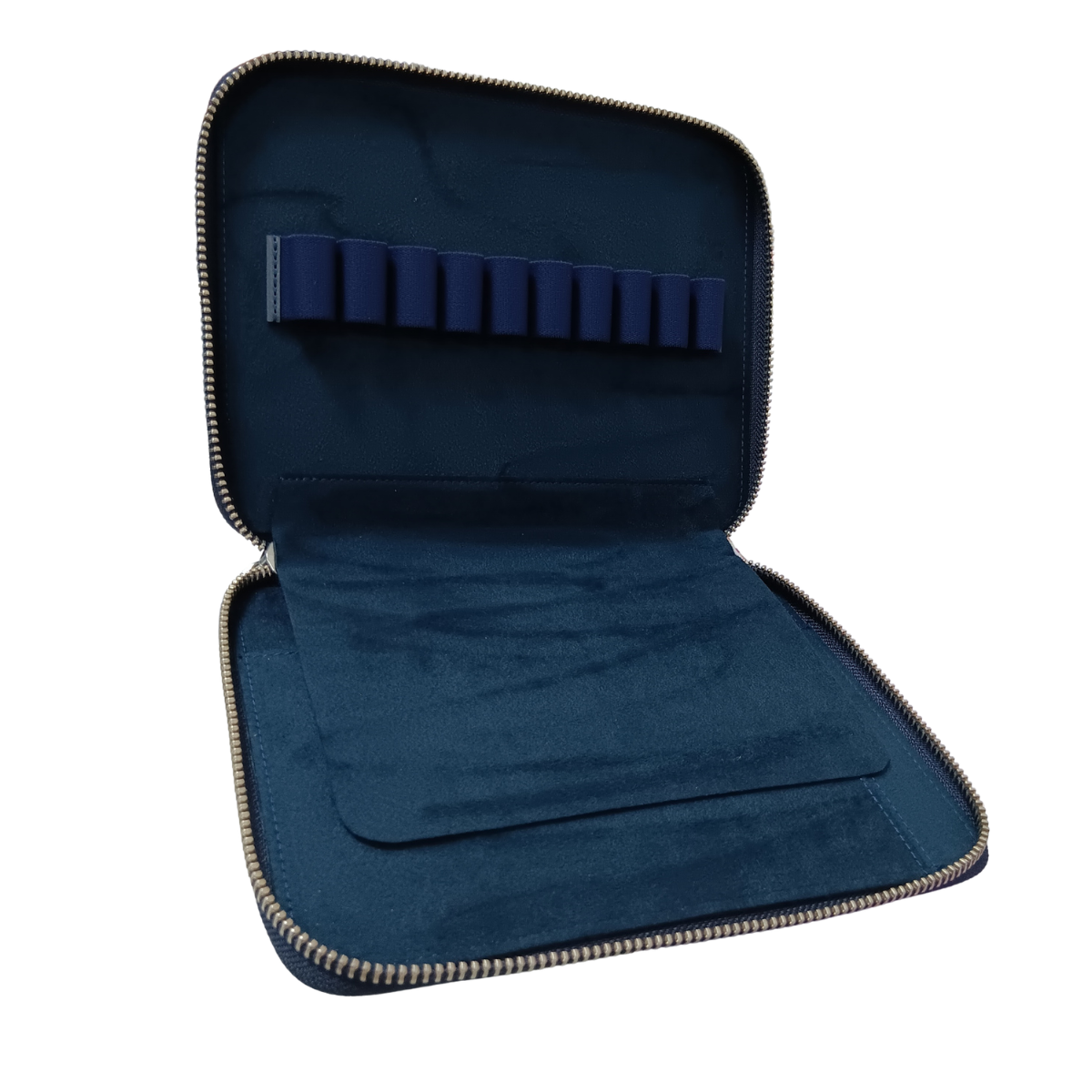 Galen Leather - Leather Zippered 10 Slots Pen Case with A5 Notebook Holder