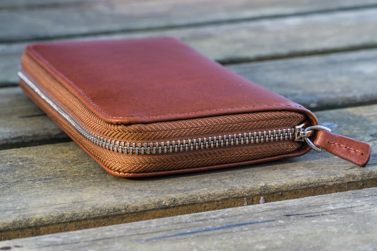 Galen Leather - Leather Zippered 3 Slots Pen Case