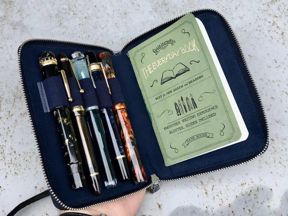 Galen Leather - Leather Zippered 5 Slots Pen Case