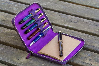Galen Leather - Leather Zippered 5 Slots Pen Case