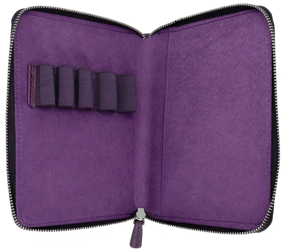Galen Leather - Leather Zippered 5 Slots Pen Case