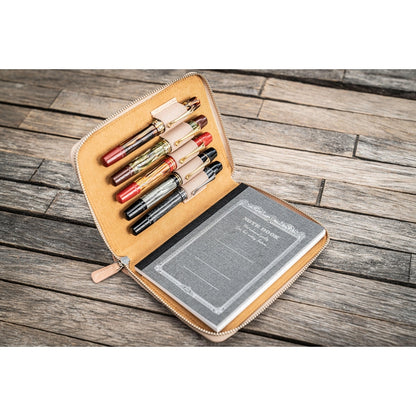 Galen Leather - Leather Zippered 5 Slots Pen Case