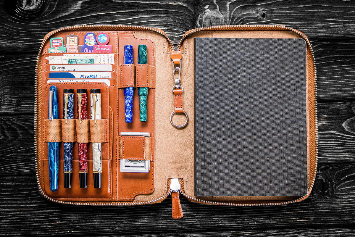 Galen Leather - Leather Zippered A5 Leuchtturm 1917 Notebook Folio