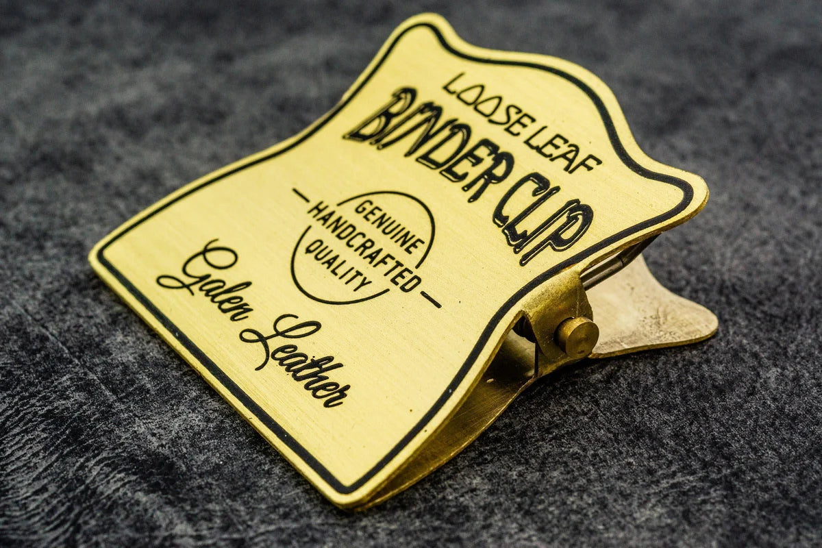 Galen Leather Brass Binder Clip