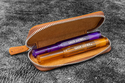 Galen Leather - Leather Zippered Double Pen Case for Kaweco - Pocket Pen