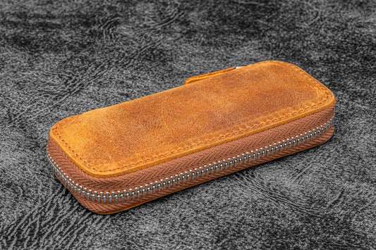 Galen Leather - Leather Zippered Double Pen Case for Kaweco - Pocket Pen