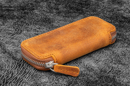 Galen Leather - Leather Zippered Double Pen Case for Kaweco - Pocket Pen