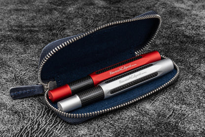 Galen Leather - Leather Zippered Double Pen Case for Kaweco - Pocket Pen