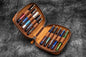 Galen Leather Expansi-Pouch Leather Wide 10 Slots Pen Case - A6 Zip Folio