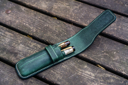Galen Leather - Leather Flap Pen Case for Two Pens