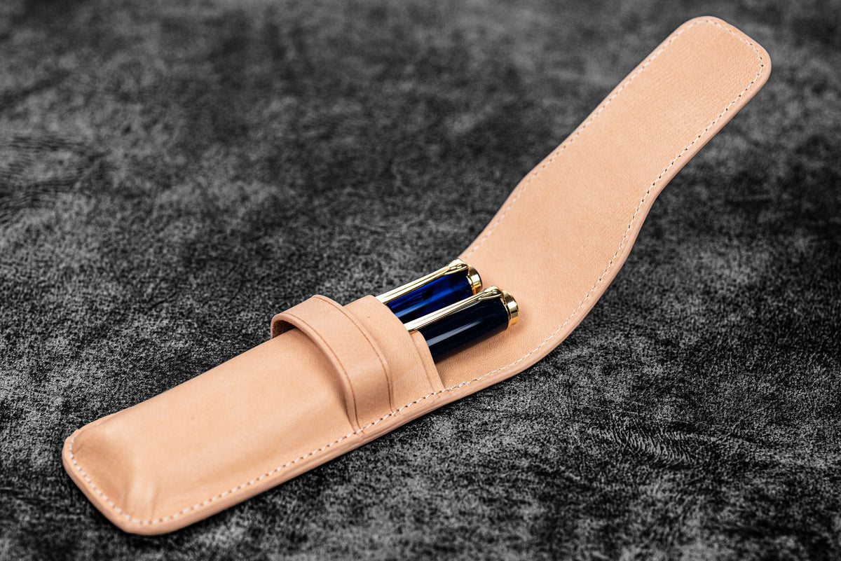 Galen Leather - Leather Flap Pen Case for Two Pens