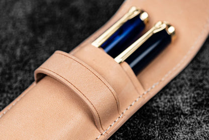 Galen Leather - Leather Flap Pen Case for Two Pens