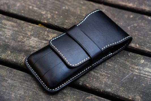 Galen Leather - Leather Flap Pen Case for Three Pens