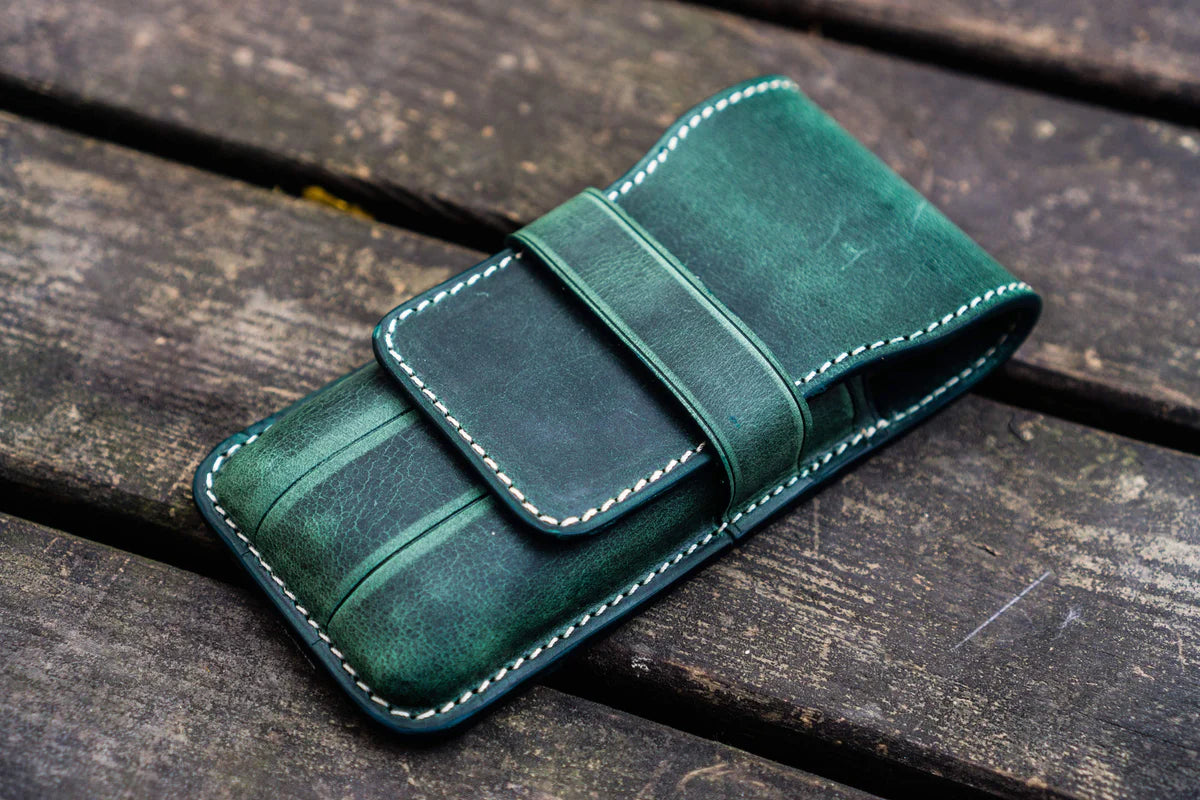 Galen Leather - Leather Flap Pen Case for Three Pens