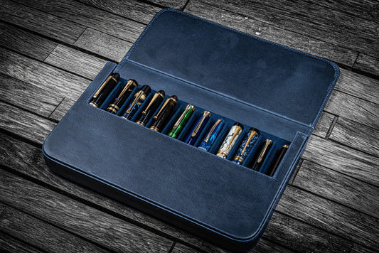 Galen Leather - Leather Magnum Opus 12 Slots Hard Pen Case with Removable Pen Tray
