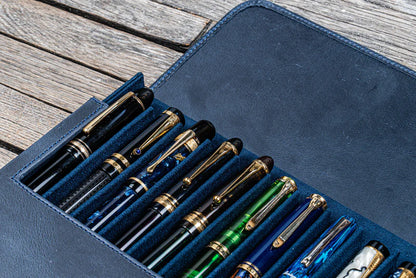 Galen Leather - Leather Magnum Opus 12 Slots Hard Pen Case with Removable Pen Tray