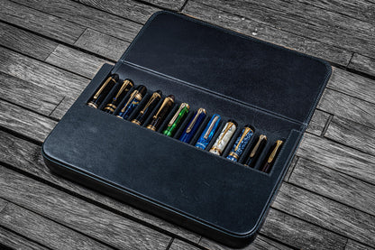 Galen Leather - Leather Magnum Opus 12 Slots Hard Pen Case with Removable Pen Tray