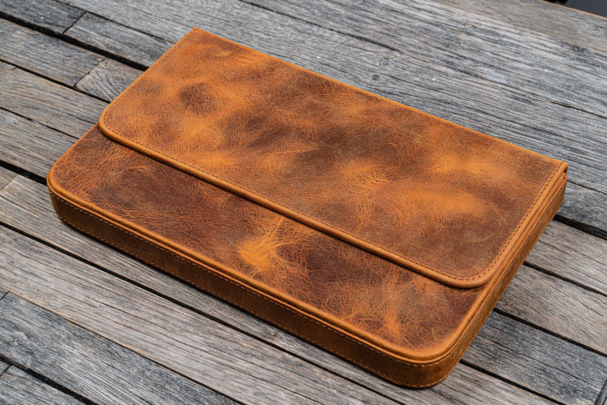 Galen Leather - Leather Magnum Opus 12 Slots Hard Pen Case with Removable Pen Tray