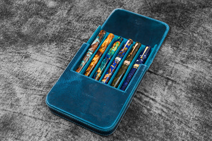Galen Leather - Leather Magnum Opus 6 Slots Hard Pen Case w/ Removable Pen Tray